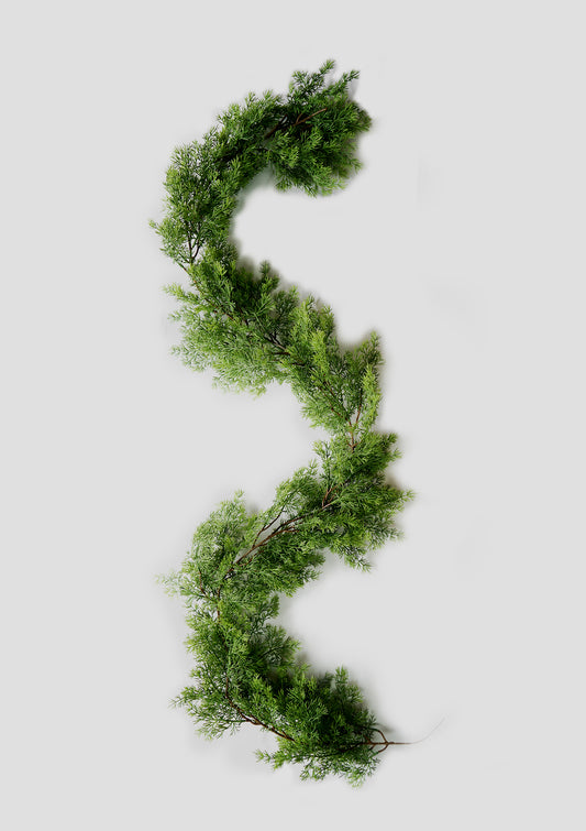 Premium Real Touch Chinese Green Juniper Garland – Home Decor, Holiday & Wedding Accents