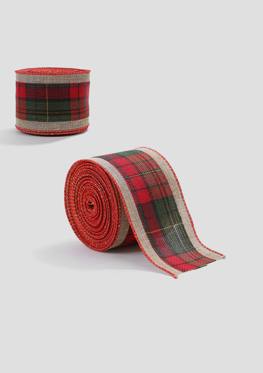 Grid-pattern Imitation-linen Christmas Bow Ribbon - Decorative Holiday Bows for Wreaths& Gifts
