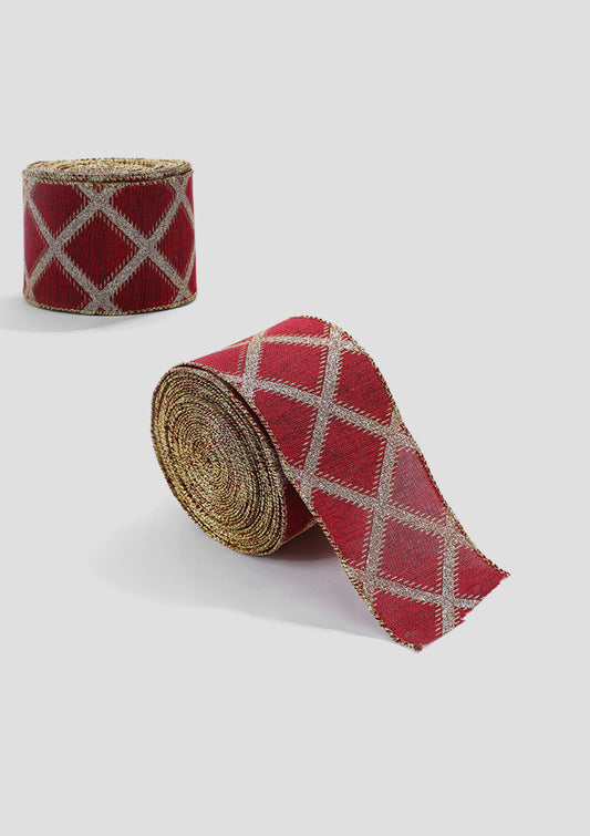 Diamond-pattern Imitation-linen Christmas Bow Ribbon - Decorative Holiday Bows for Wreaths& Gifts