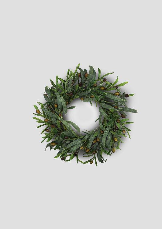 Premium Artificial Olive Branches Wreath with Olive Fruits – Lifelike Mediterranean Home Decor