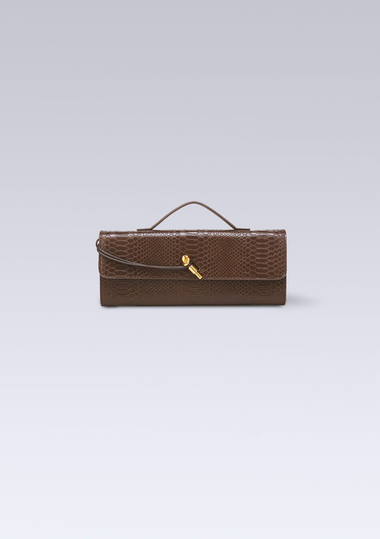 Luxury Mocha Crocodile-Pattern Handbag – Elegant Shoulder & Messenger Bag for Women | High-Quality Fashion Evening Bag Dedoo